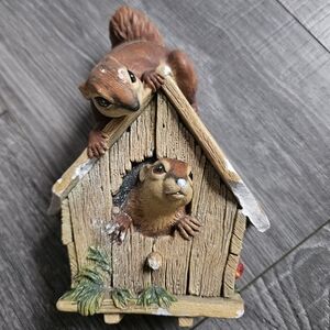 Vintage 1967 Bossons England Chalkware Wall Hanging Art Statue Chipmunks